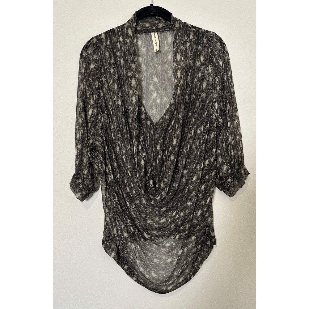 Maggie Ward 100% Silk Blouse 3/4 Sleeve Sheer Size Medium